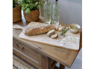 Dřevěné prkénko z mangového dřeva s řezbami Tapas Tours - 58*25*2 cm