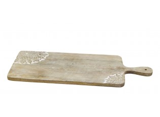 Dřevěné prkénko z mangového dřeva s řezbami Tapas Tours - 58*25*2 cm