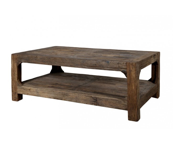 Hnědý dřevěný koferenční stůl s policí Grimaud Unit - 127*76*46 cm Chic Antique