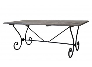 Starý francouzský jídelní stůl ze dřeva a kovu Marseille - 200*100*77 cm