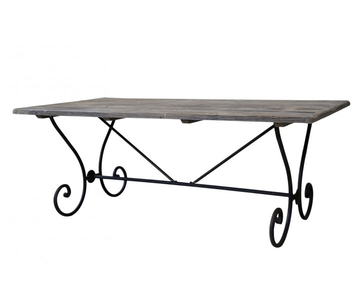 Starý francouzský jídelní stůl ze dřeva a kovu Marseille - 200*100*77 cm Chic Antique