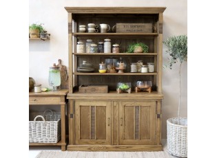 Přírodní antik dřevěná knihovna / vitrína s policemi Marseille - 135*45*196 cm