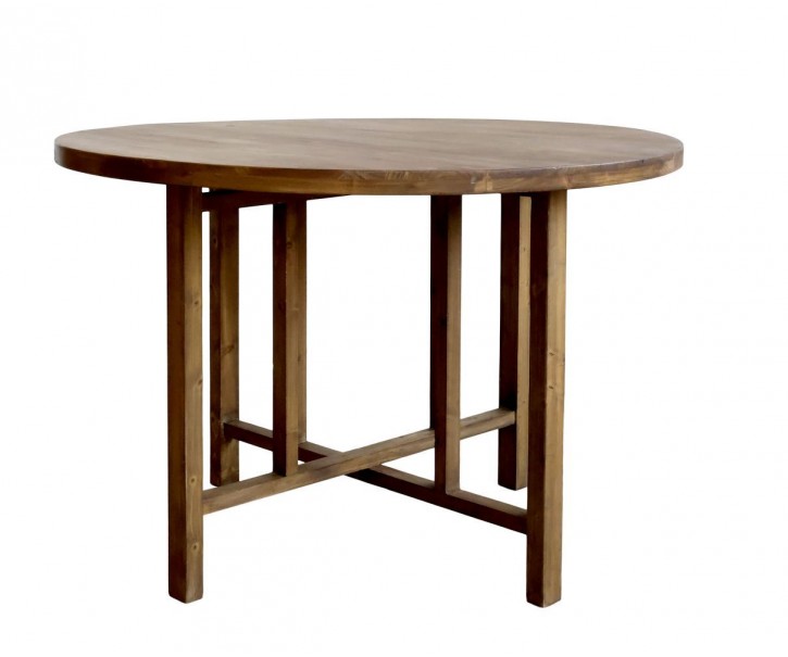 Hnědý dřevěný kulatý jídelní stůl Franne - Ø 120*78 cm Chic Antique