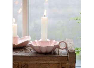 Růžový keramický svícen ve tvaru květu Massy - Ø 10*4 cm