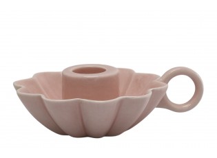 Růžový keramický svícen ve tvaru květu Massy - Ø 10*4 cm