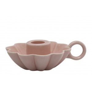 Růžový keramický svícen ve tvaru květu Massy - Ø 10*4 cm