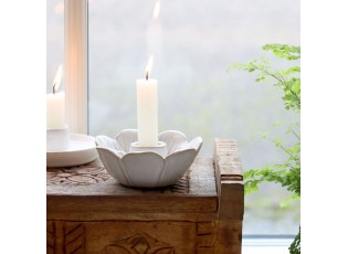 Béžový keramický svícen ve tvaru květu Massy - Ø 10*4 cm