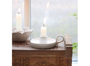 Béžový keramický svícen s očkem Massy - Ø 10*4 cm