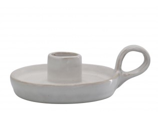 Béžový keramický svícen s očkem Massy - Ø 10*4 cm