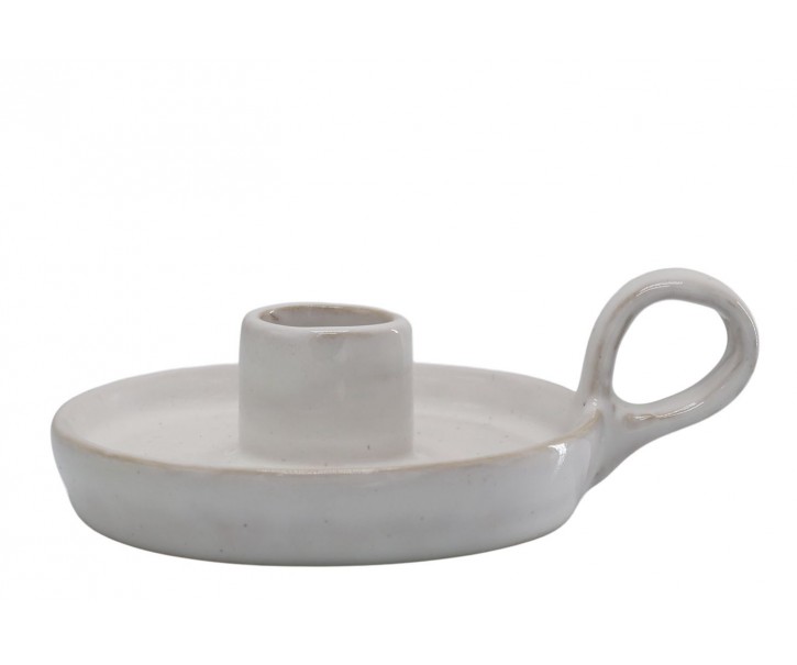 Béžový keramický svícen s očkem Massy - Ø 10*4 cm Chic Antique