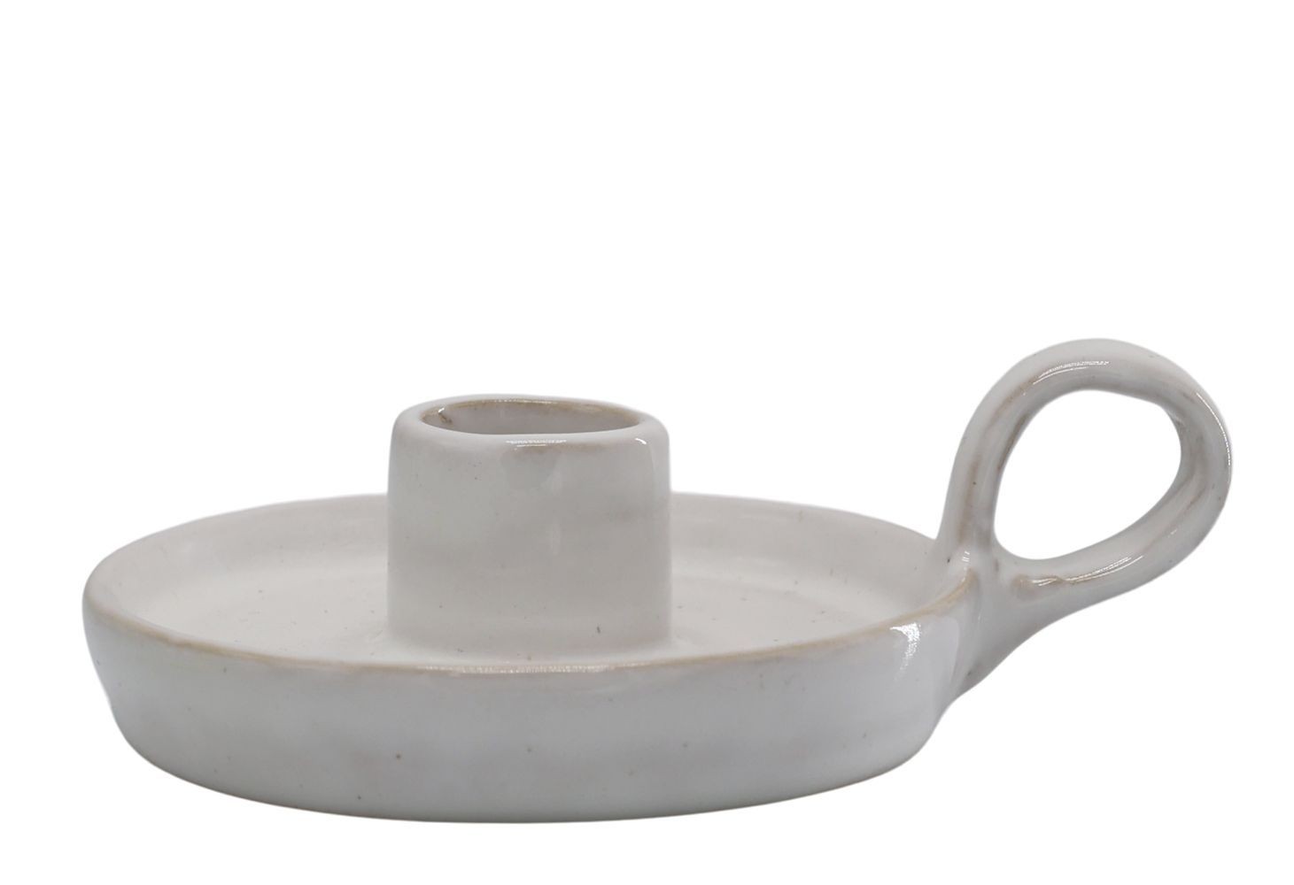 Béžový keramický svícen s očkem Massy - Ø 10*4 cm