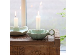 Zelený keramický svícen ve tvaru květu s očkem Massy - Ø 10*4 cm