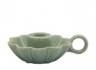 Zelený keramický svícen ve tvaru květu s očkem Massy - Ø 10*4 cm