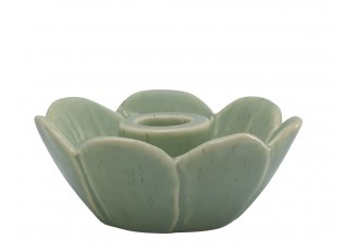 Zelený keramický svícen ve tvaru květu Massy - Ø 10*4 cm