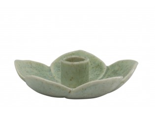 Zelený masivní keramický svícen ve tvaru květu Massy - Ø 13*3,5 cm