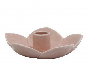 Růžový masivní keramický svícen ve tvaru květu Massy - Ø 13*3,5 cm