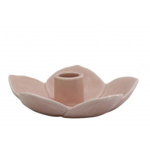 Růžový masivní keramický svícen ve tvaru květu Massy - Ø 13*3,5 cm