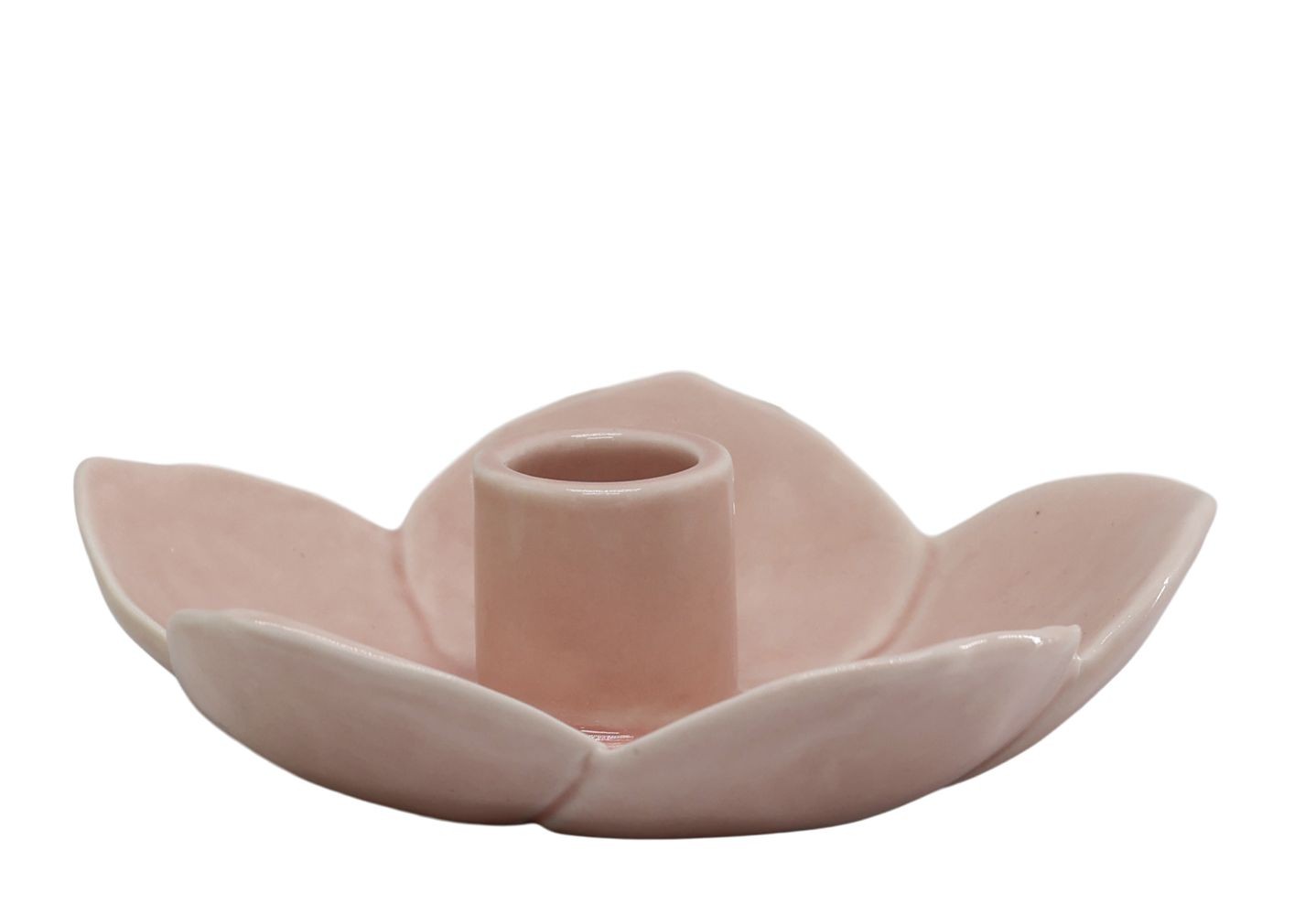 Růžový masivní keramický svícen ve tvaru květu Massy - Ø 13*3,5 cm
