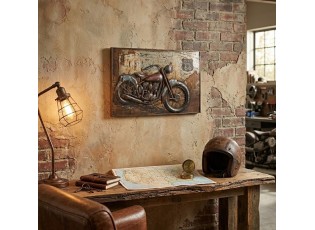 Kovový nástěnný 3D obraz s motorkou Route 66 - 60*4*40 cm