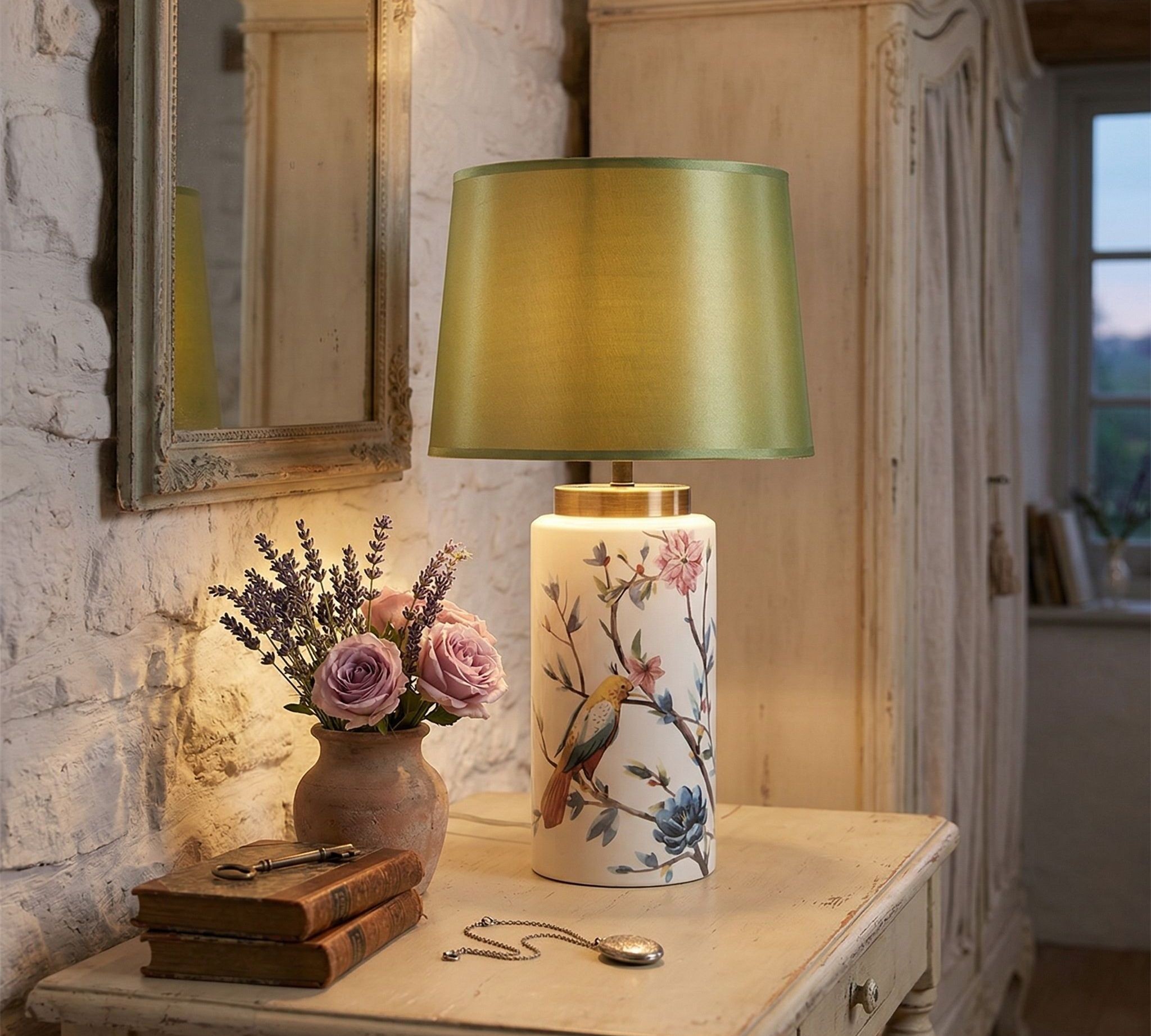 Stolní lampa se zeleným stínidlem Japonais – Ø 27*35 cm E27/max 1*60W