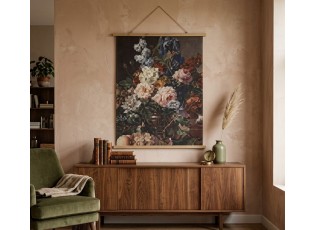 Závěsný textilní obraz květinové zátiší v retro stylu - 80*2*100 cm