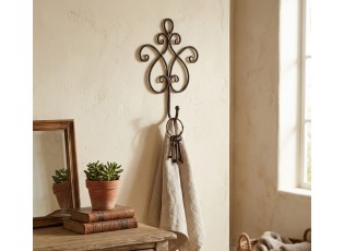 Věšák ornament hnědý - 15*5*22 cm