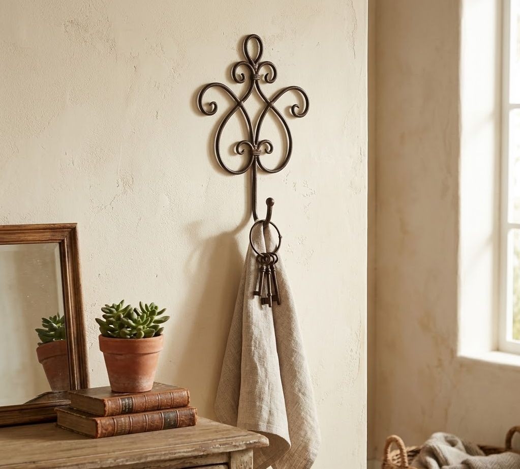 Věšák ornament hnědý - 15*5*22 cm