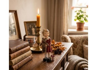 Dekorace figurka holčička s medvídkem a dárečkem - 6*4*13 cm