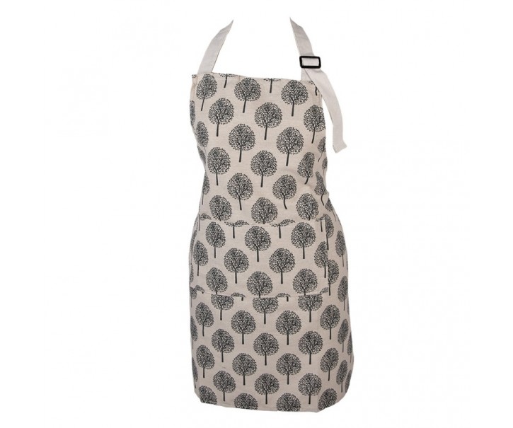 Béžová dámská kuchyňská zástěra s designem stromu - 69*68 cm Clayre & Eef