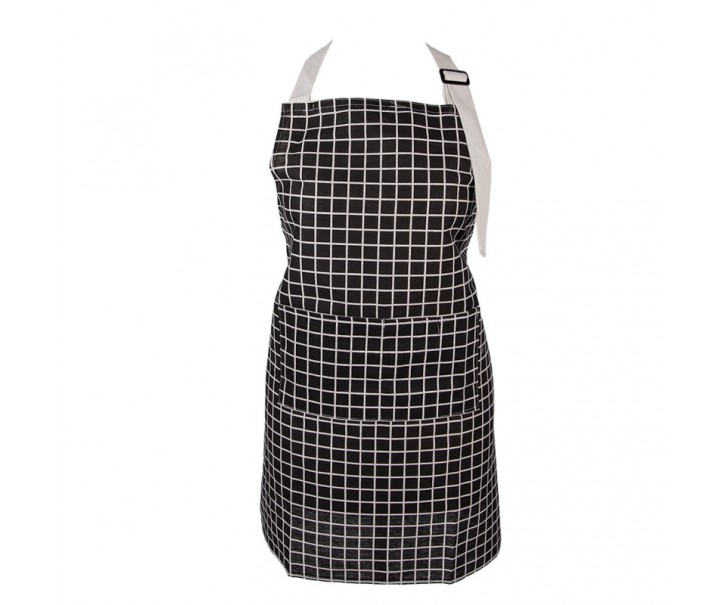 Černá dámská kostkovaná kuchyňská zástěra - 69*68 cm Clayre & Eef