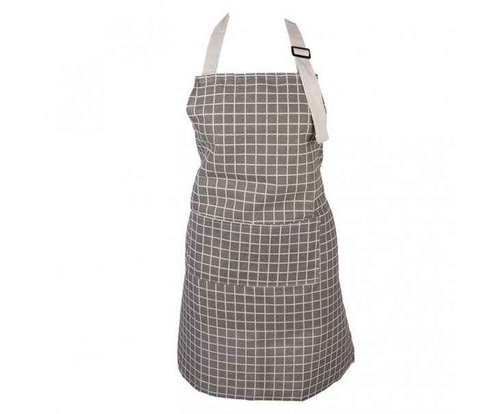 Šedá dámská kostkovaná kuchyňská zástěra - 69*68 cm Clayre & Eef