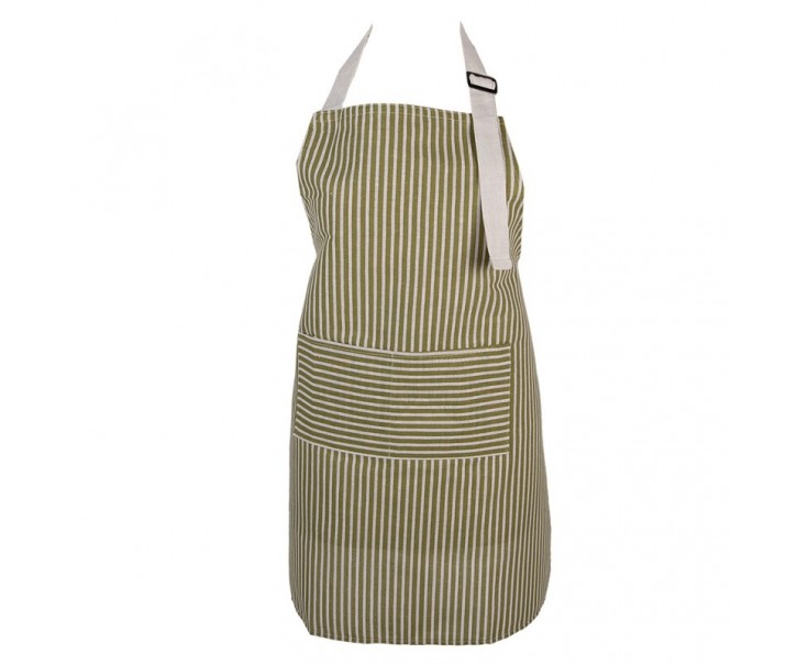 Béžovo-zelená pruhovaná dámská kuchyňská zástěra - 69*68 cm Clayre & Eef
