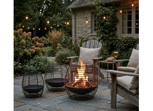 Černo-hnědé železné kulaté ohniště Tippo - Ø 60*60 cm