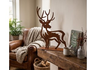 Rezavá kovová dekorace jelen - 44*13*55 cm
