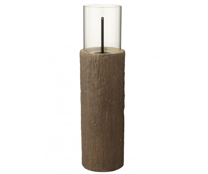 Hnědý biokrb ve tvaru kmene stromu Brasero Trunk - Ø 23*88 cm J-Line by Jolipa