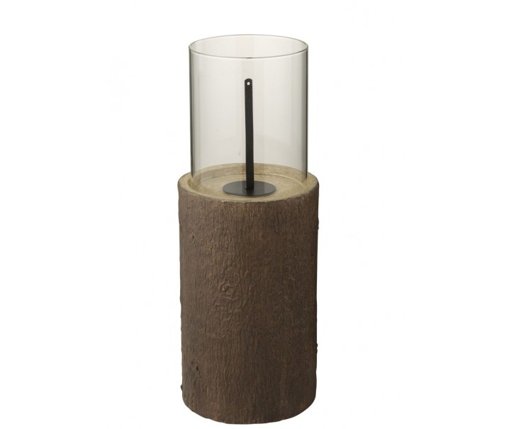 Hnědý biokrb ve tvaru kmene stromu Brasero Trunk - Ø 23*65 cm J-Line by Jolipa