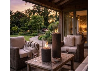 Hnědý biokrb ve tvaru kmene stromu Brasero Trunk - Ø 23*65 cm