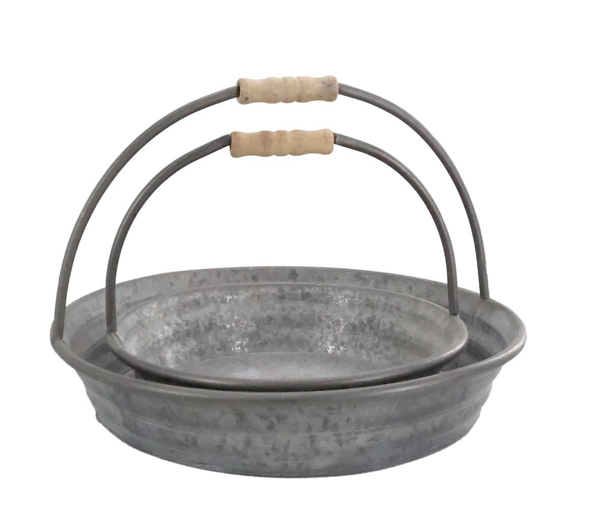 Set 2ks plechový antik podnos s rukojetí Old French - 36*21/ 28*19 cm
