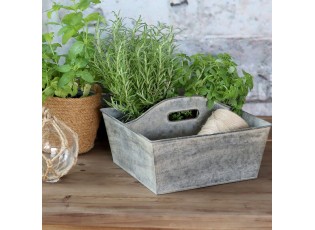 Plechový antik box s rukojetí Old French - 25*25*14 cm