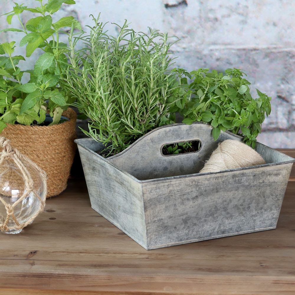 Plechový antik box s rukojetí Old French - 25*25*14 cm