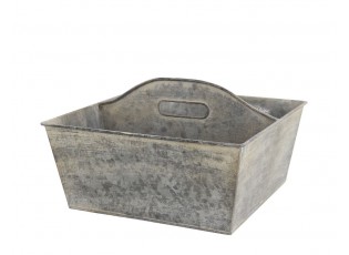 Plechový antik box s rukojetí Old French - 25*25*14 cm