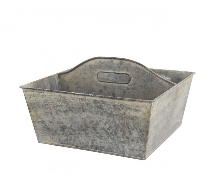 Plechový antik box s rukojetí Old French - 25*25*14 cm Chic Antique