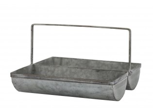 Plechový antik box s rukojetí a 2 přihrádkami Old French - 28*26*17 cm