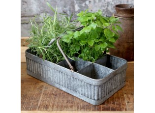 Plechový antik box s rukojetí a 8 přihrádkami Old French - 41*20*10 cm