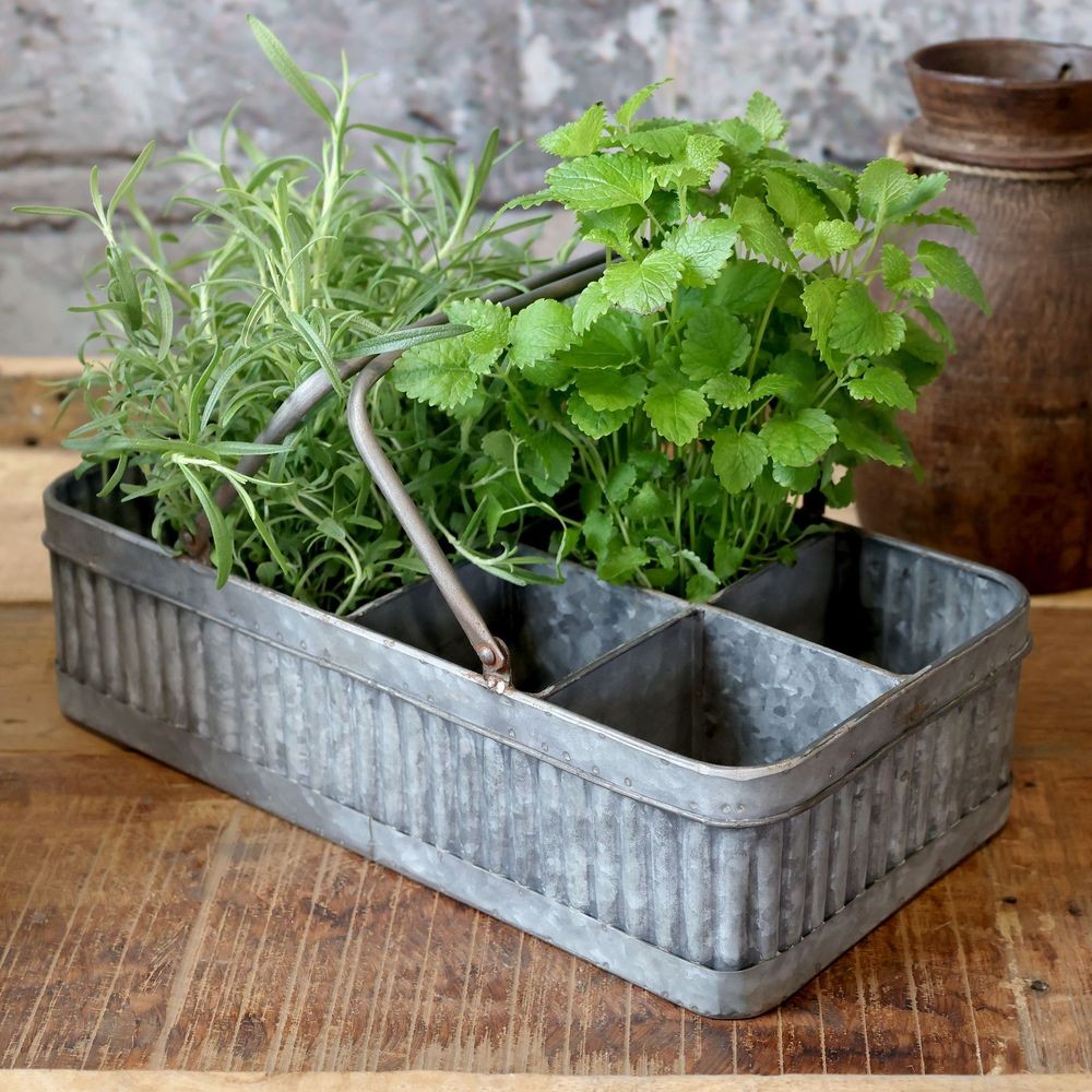 Plechový antik box s rukojetí a 8 přihrádkami Old French - 41*20*10 cm