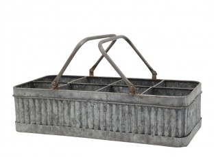 Plechový antik box s rukojetí a 8 přihrádkami Old French - 41*20*10 cm