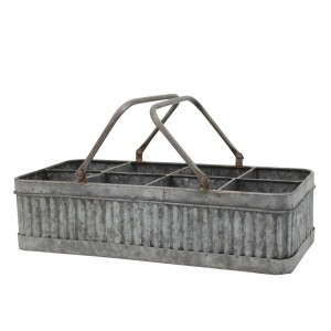 Plechový antik box s rukojetí a 8 přihrádkami Old French - 41*20*10 cm
