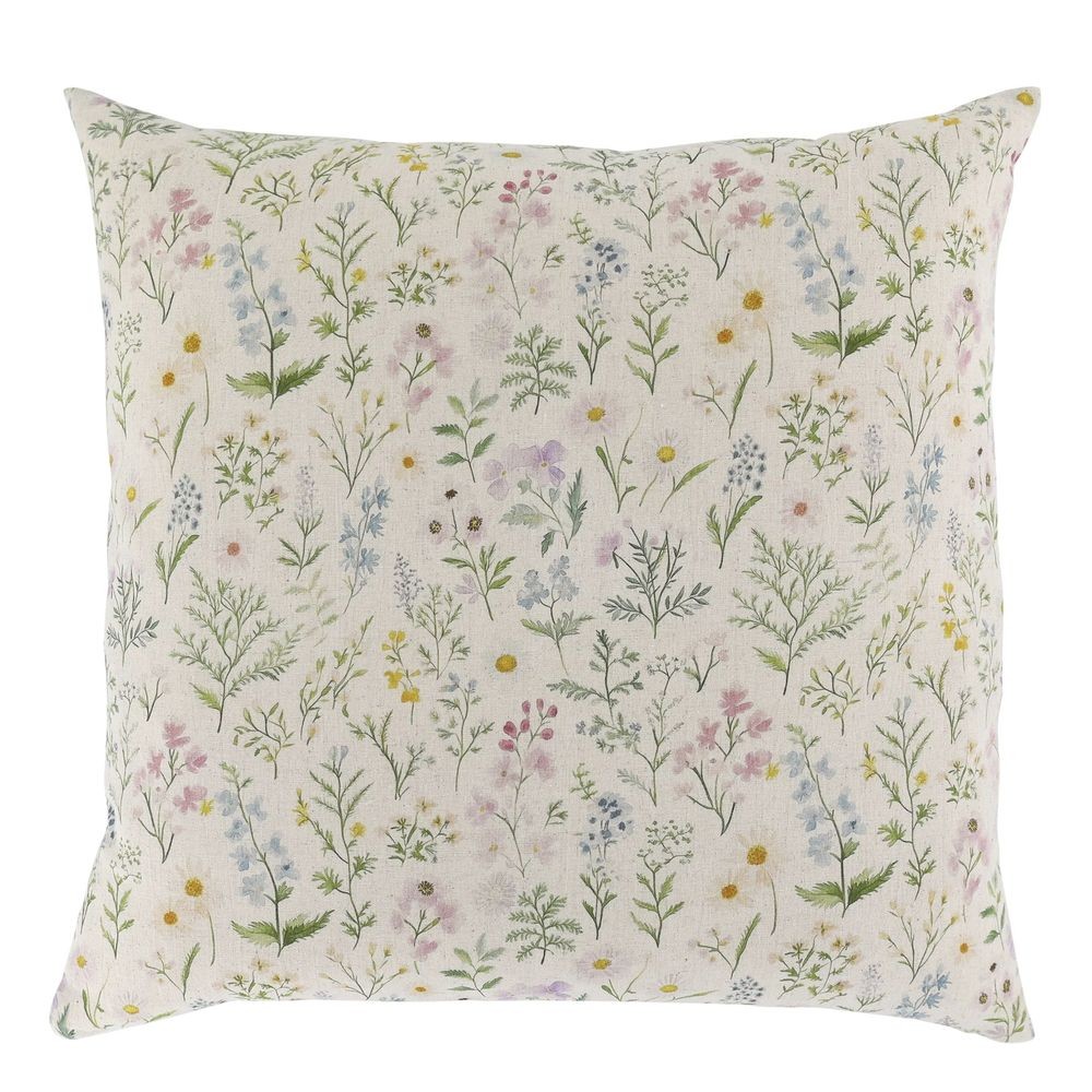 Krémový povlak na polštář s divokými květy Aix Wild Flowers - 60*60 cm