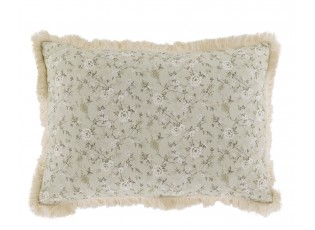 Zelený povlak na polštář s květy a třásněmi Aix Wild Flowers - 35*50 cm