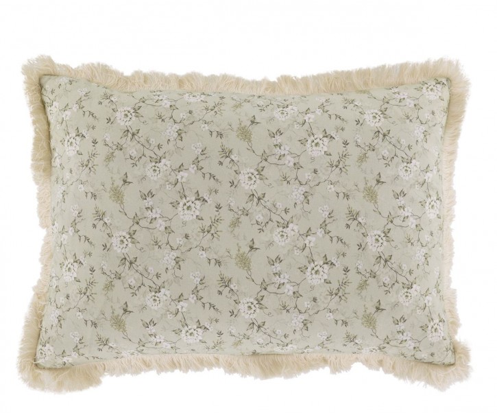 Zelený povlak na polštář s divokými květy Aix Wild Flowers - 35*50 cm Chic Antique